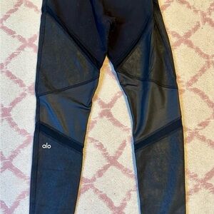ALO Yoga Black Mesh High-Waist Leggings